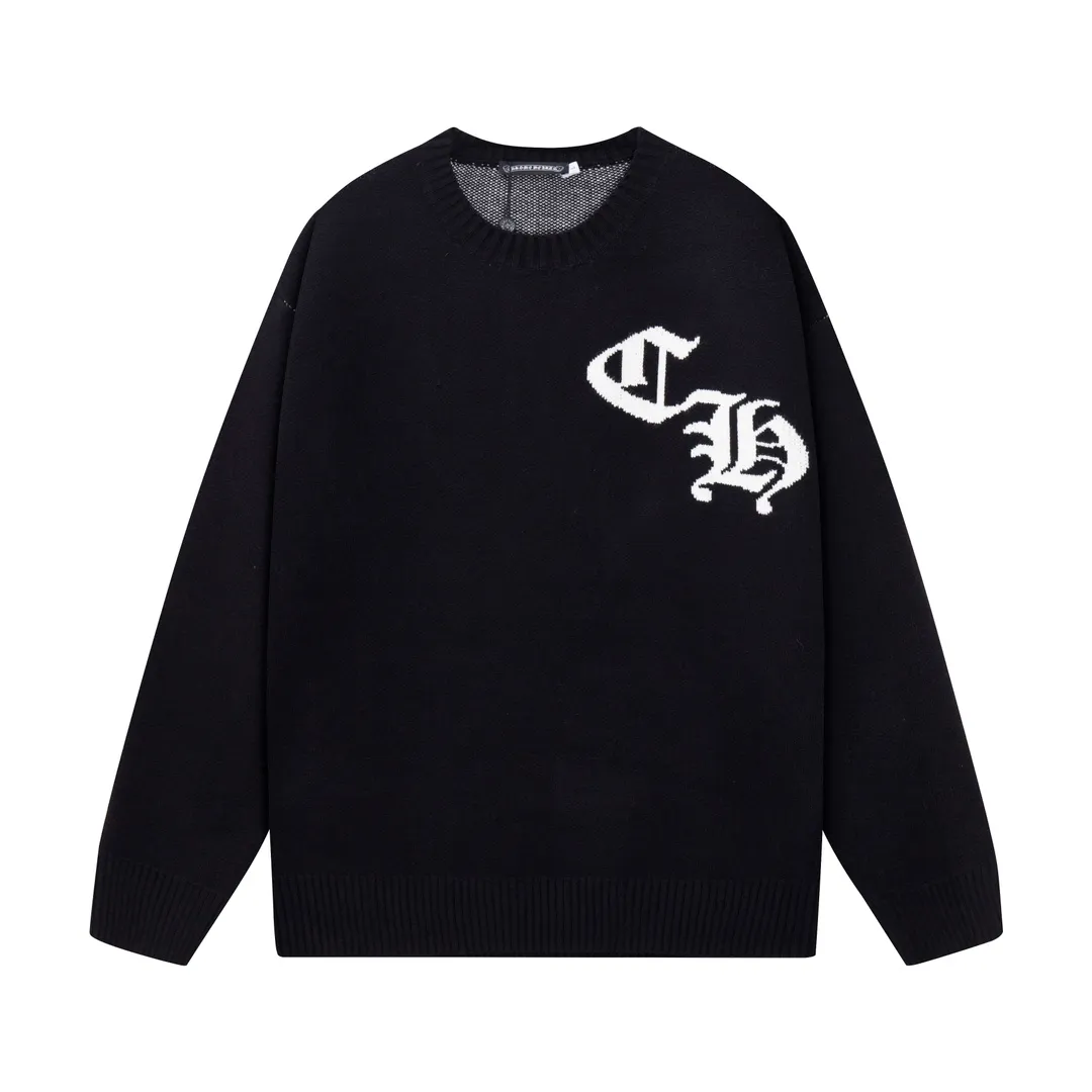 P300 Chrome Hearts Chrome Hearts Classic Horseshoe Round Neck Wool Sweater Color: Orange Black Size: S M L XL XXL